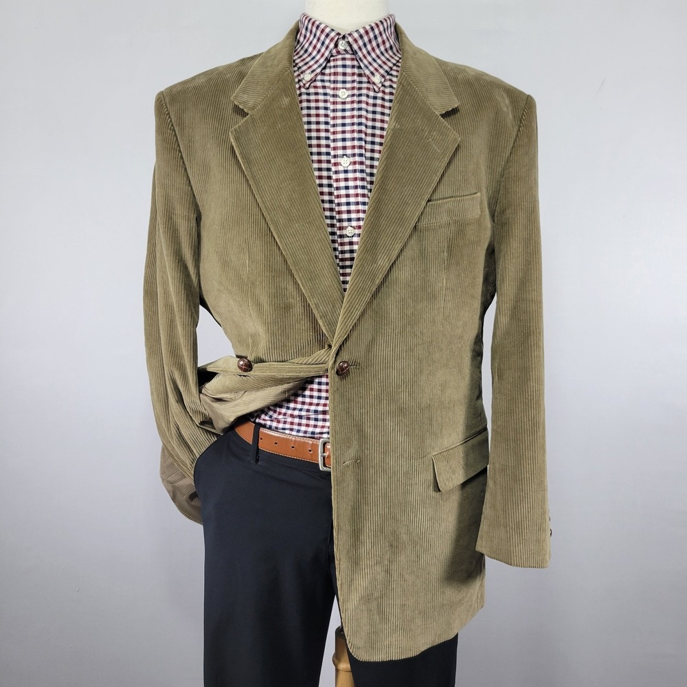 Monsieur Adolfo Men's Corduroy‎ Sport Coat Blazer Two Button Brown Cotton 42L